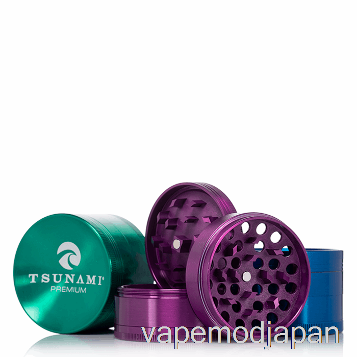 VAPE MOD 津波 2.4 インチ 4 ピース サンケントップ グラインダー レインボー (63mm)